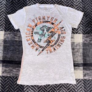 American Fighter White and Orange Short Sleeve Tee